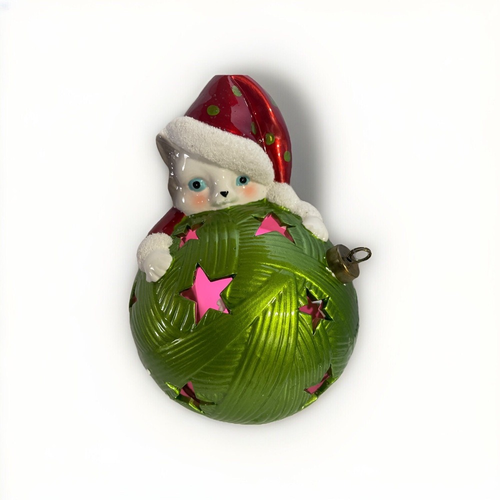 Home Reflections Cat Christmas Kitty Ball‎ Of Yarn Ornament Luminary